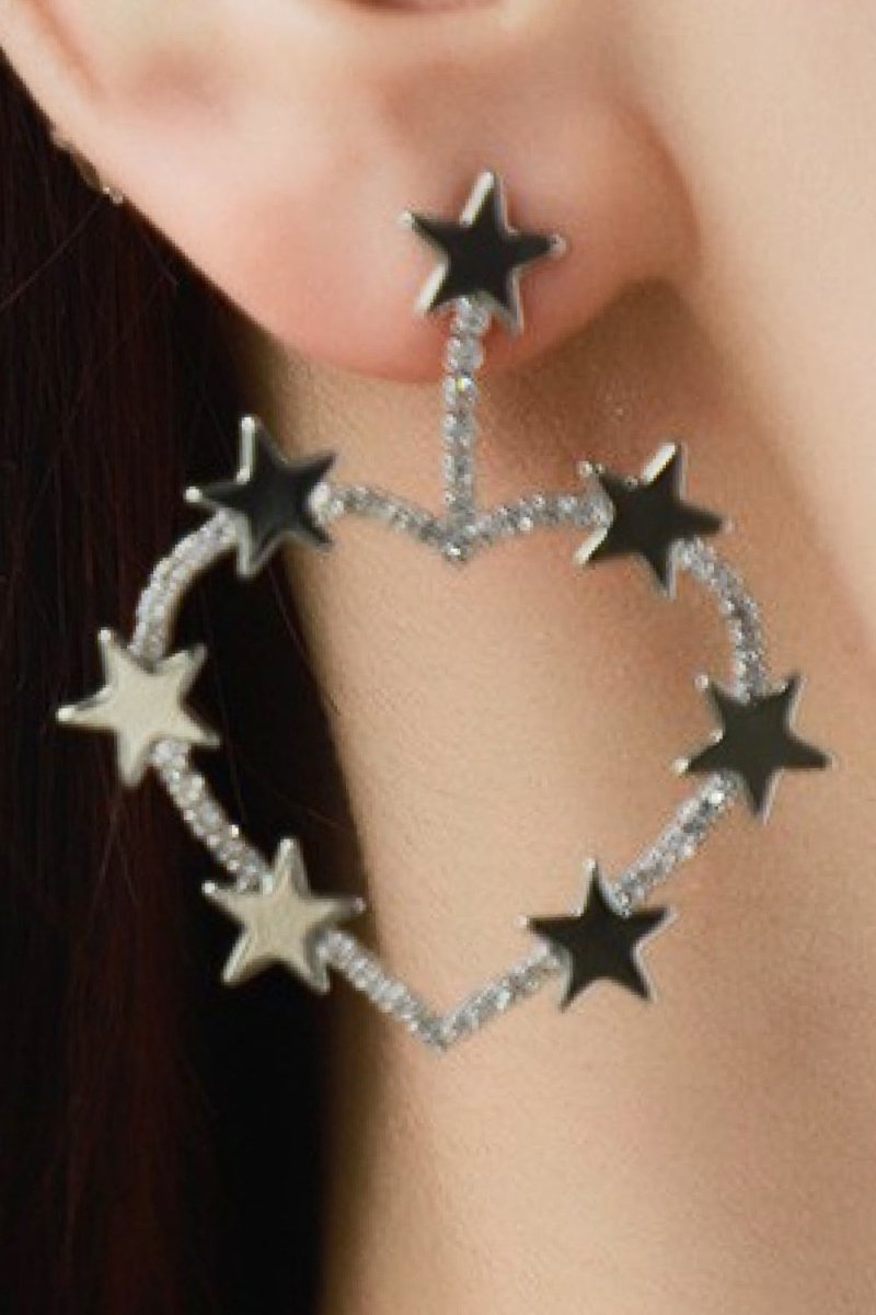 Star Zircon Heart-Shaped Earrings - TapLike