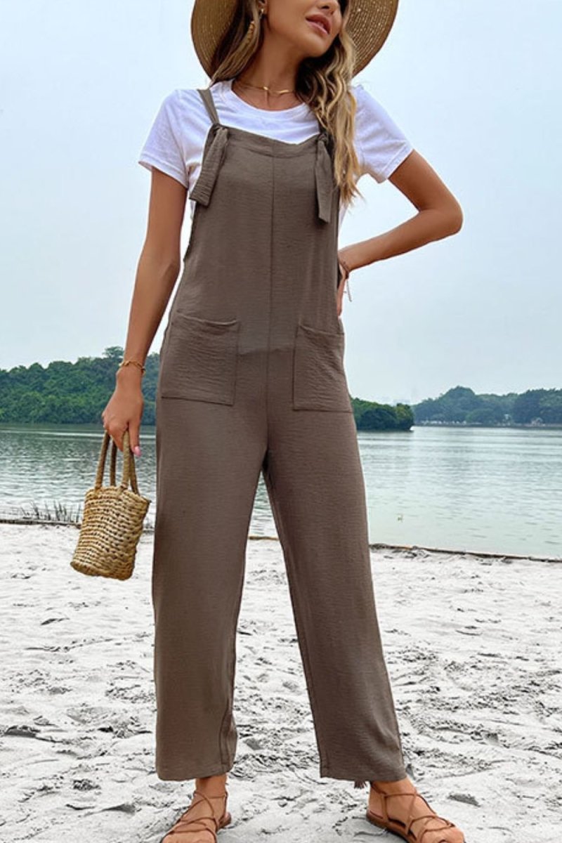 Straight Leg Jumpsuit with Pockets X - Taplike