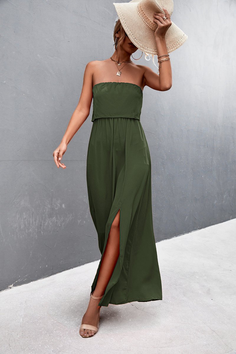 Strapless Split Maxi Dress X - Taplike