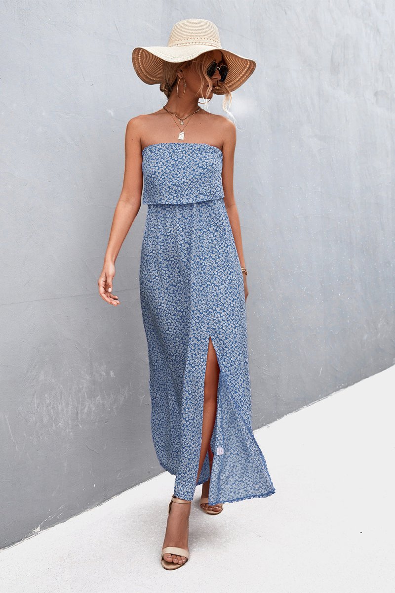 Strapless Split Maxi Dress X - Taplike