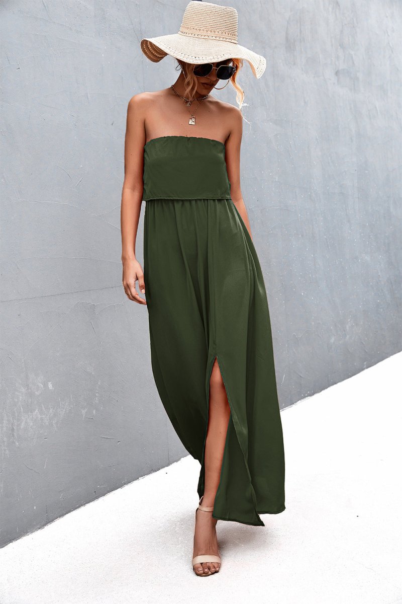 Strapless Split Maxi Dress X - Taplike