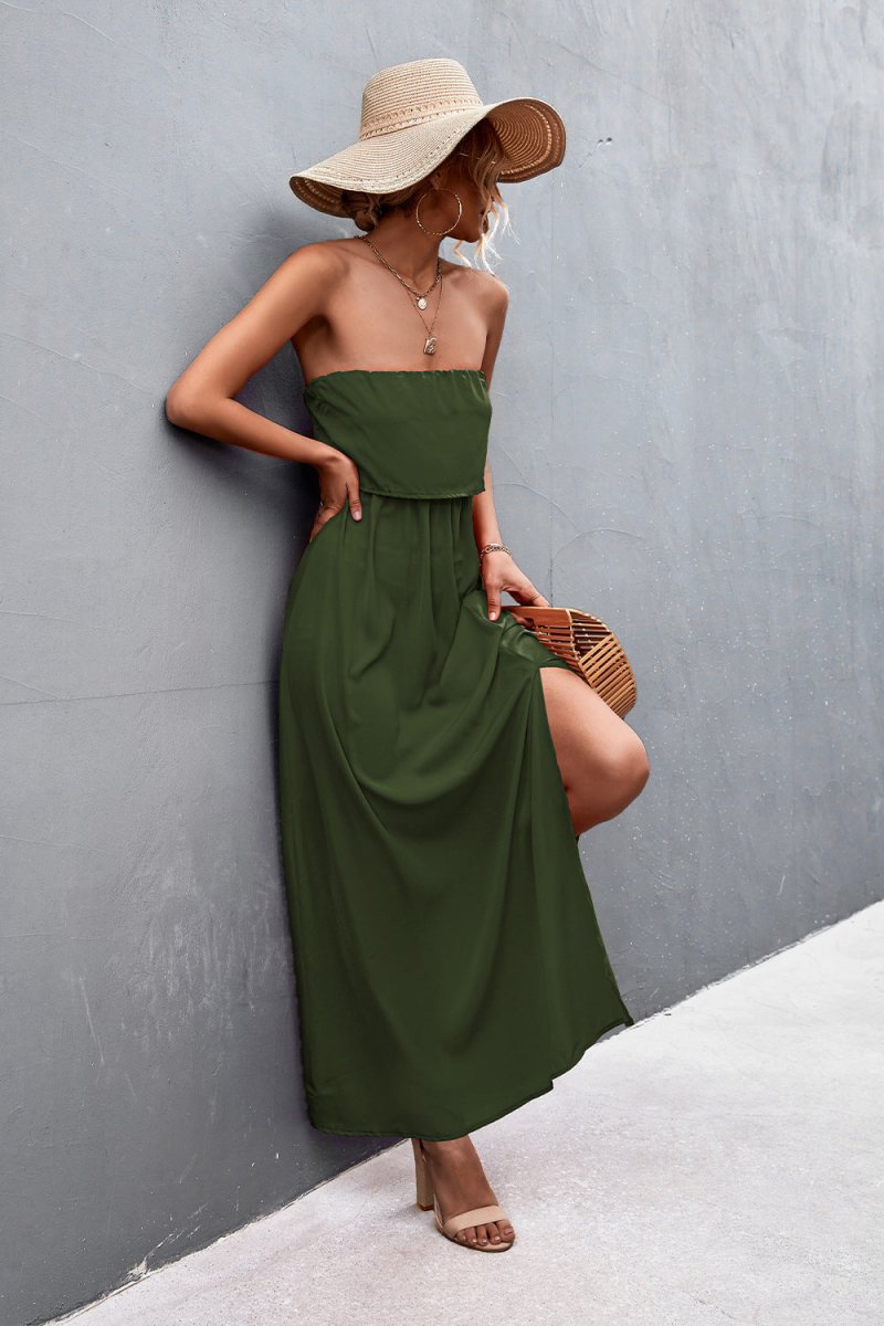 Strapless Split Maxi Dress X - Taplike