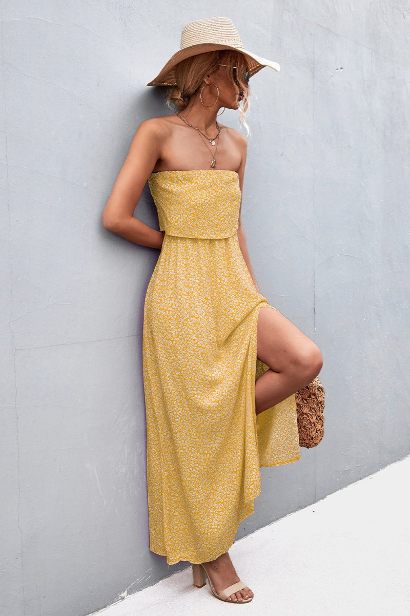 Strapless Split Maxi Dress X - Taplike