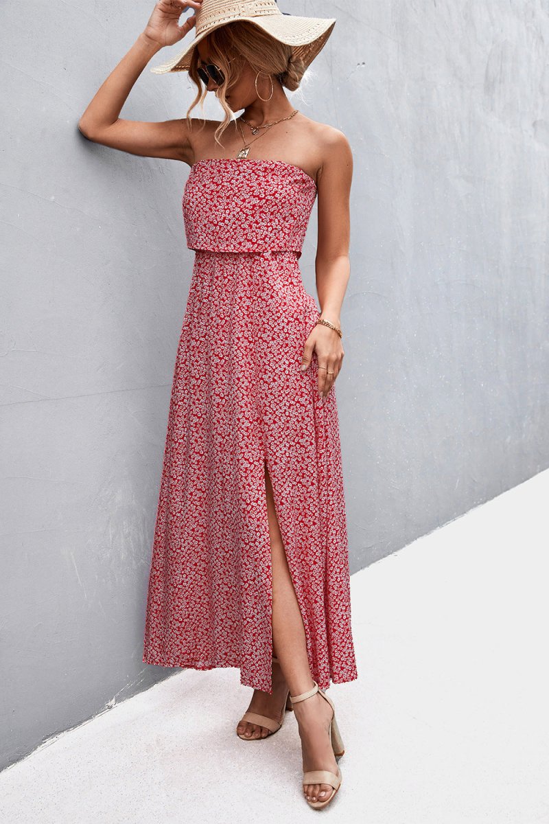 Strapless Split Maxi Dress X - Taplike