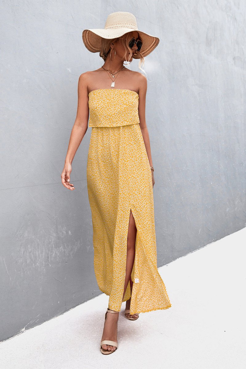 Strapless Split Maxi Dress X - Taplike