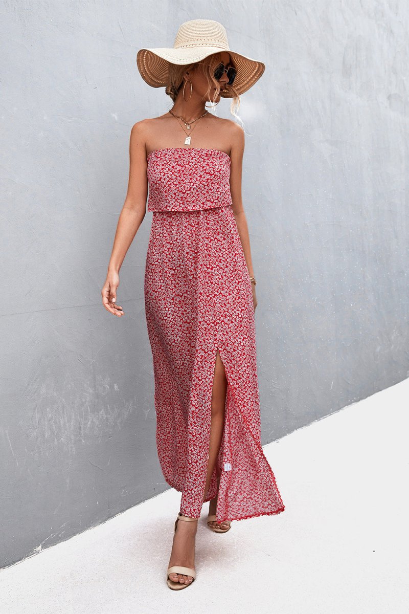 Strapless Split Maxi Dress X - Taplike