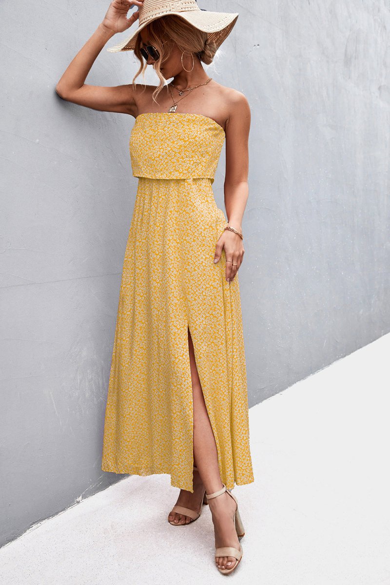 Strapless Split Maxi Dress X - Taplike