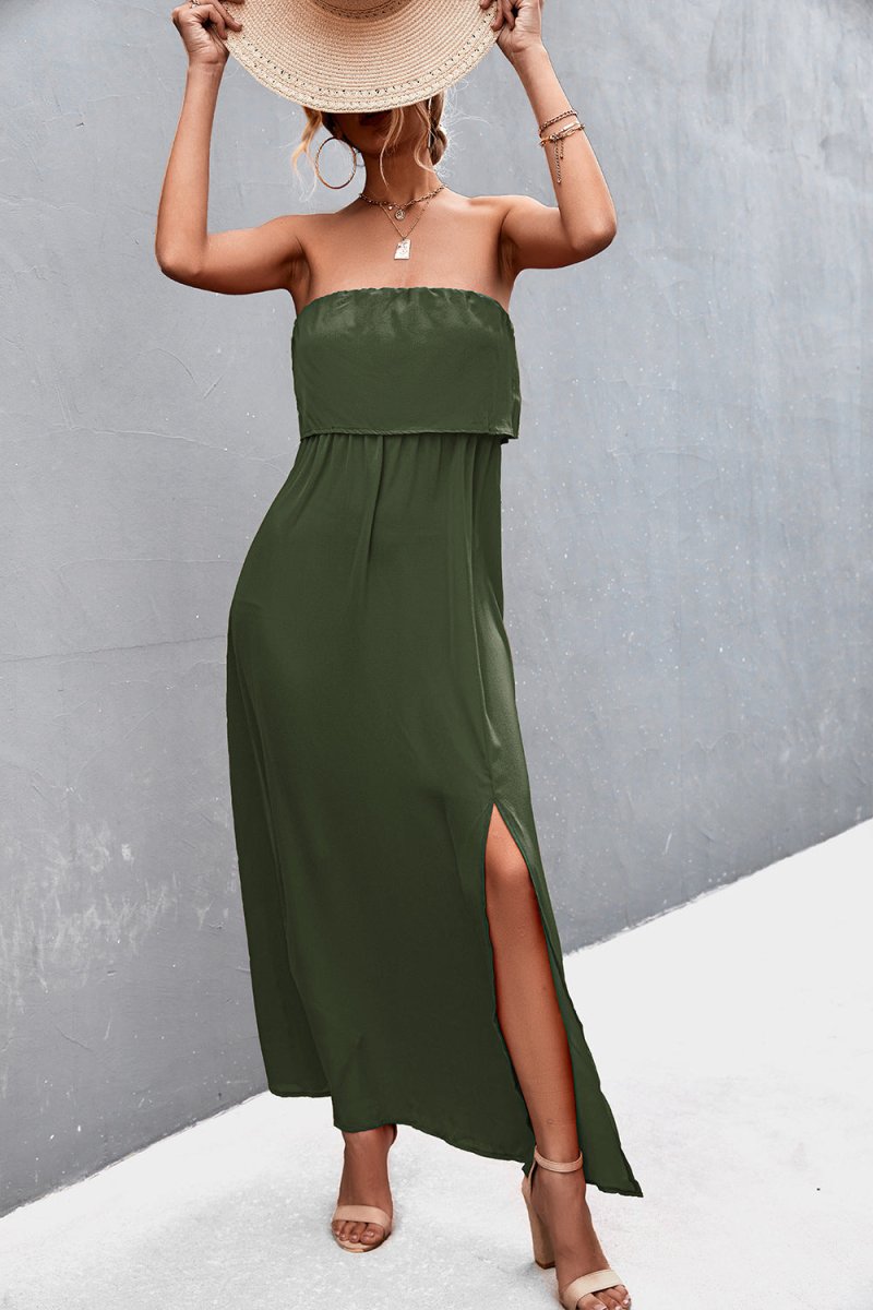 Strapless Split Maxi Dress X - Taplike