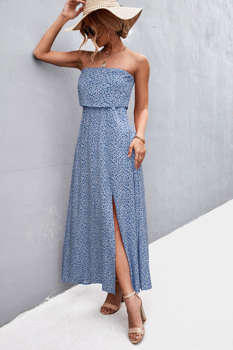 Strapless Split Maxi Dress X - Taplike
