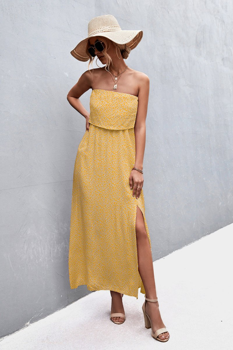 Strapless Split Maxi Dress X - Taplike