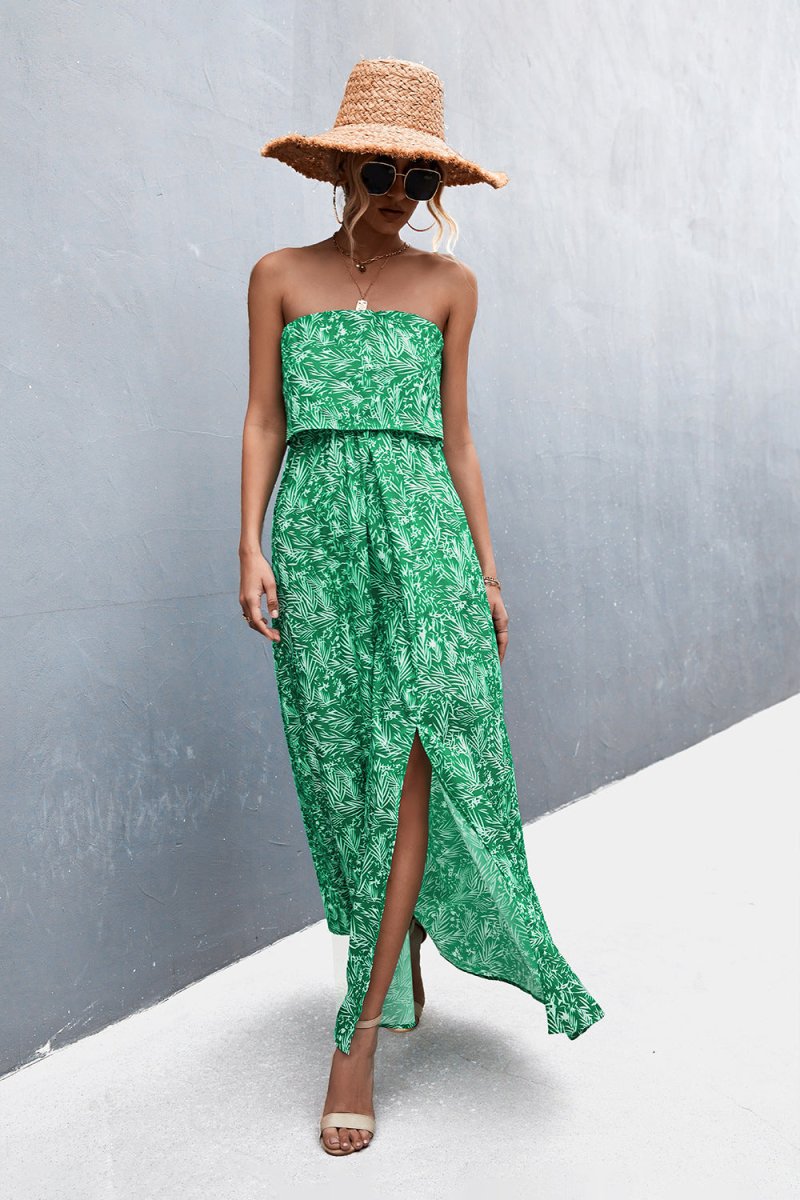 Strapless Split Maxi Dress X - Taplike