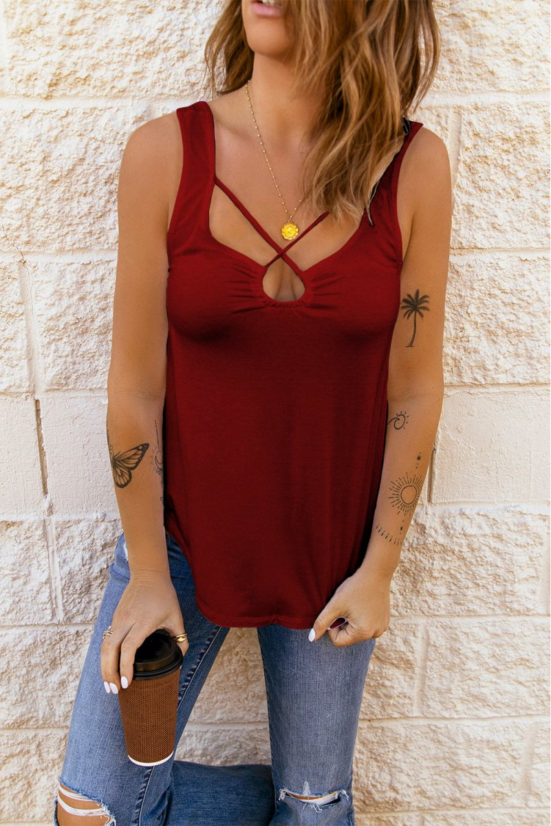 Strappy Gathered Detail Tank - TapLike