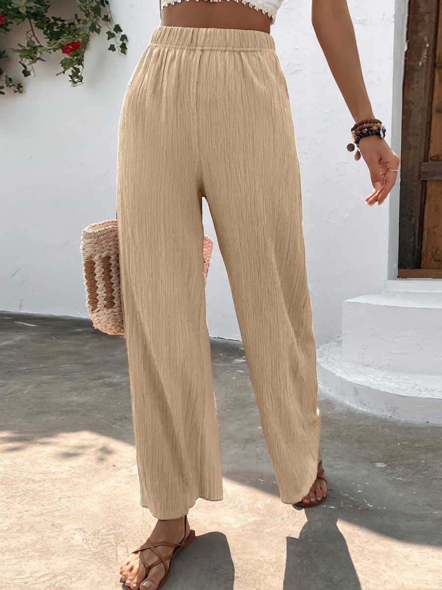 Textured High-Waist Wide Leg Pants - Taplike