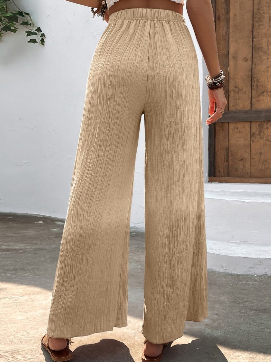 Textured High-Waist Wide Leg Pants - Taplike