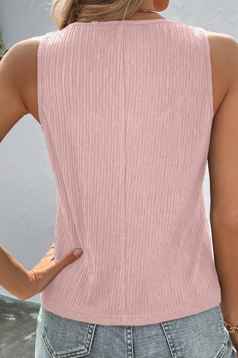 Textured Scoop Neck Tank - TapLike