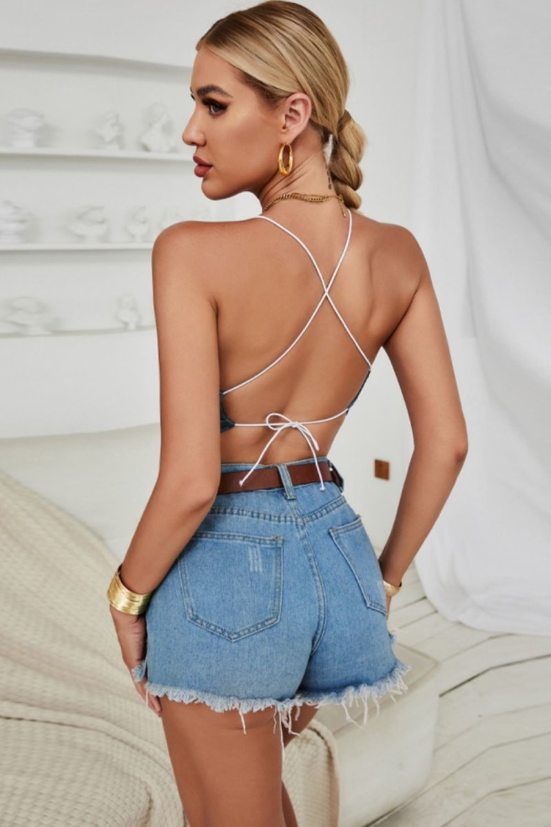 Tie-Dye Halter Neck Point Hem Top - TapLike