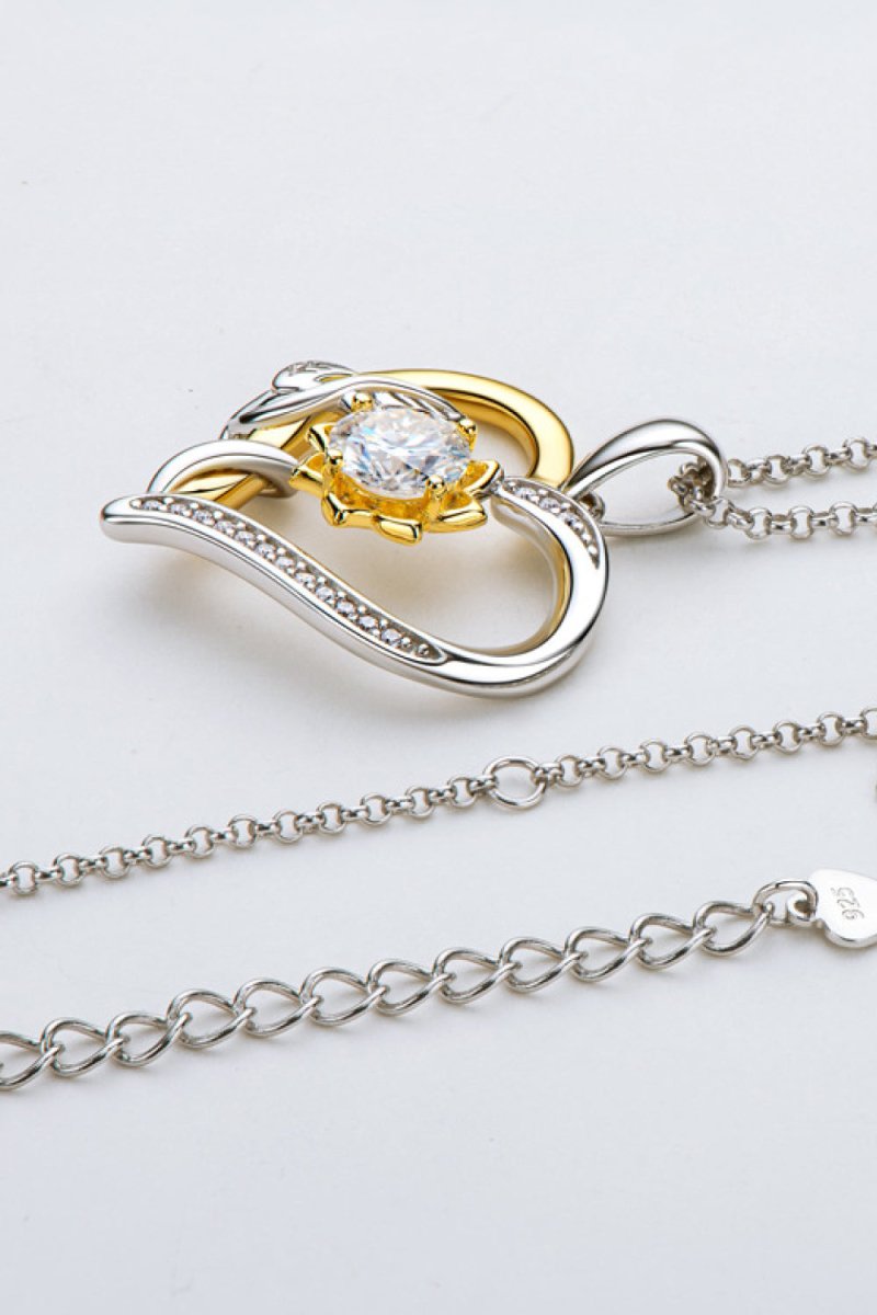 Two-Tone 1 Carat Moissanite Heart Pendant Necklace - TapLike