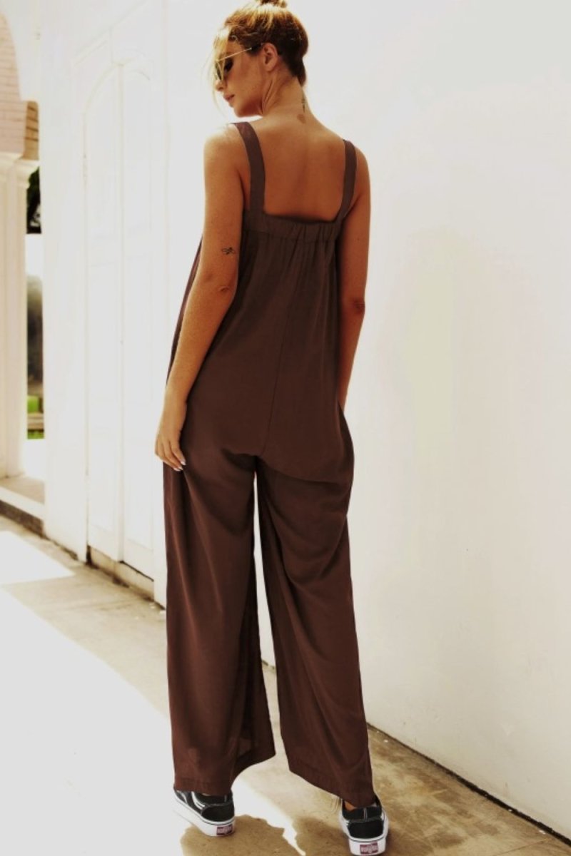 Wide Strap Wide Leg Jumpsuit - TapLike