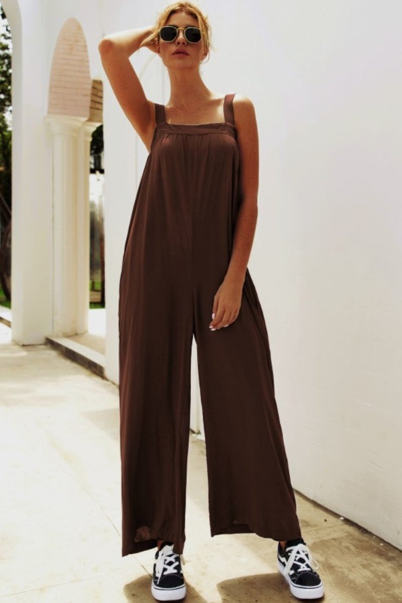 Wide Strap Wide Leg Jumpsuit - TapLike