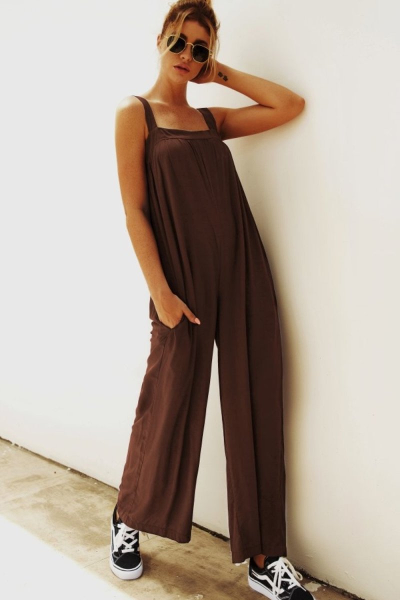Wide Strap Wide Leg Jumpsuit - TapLike