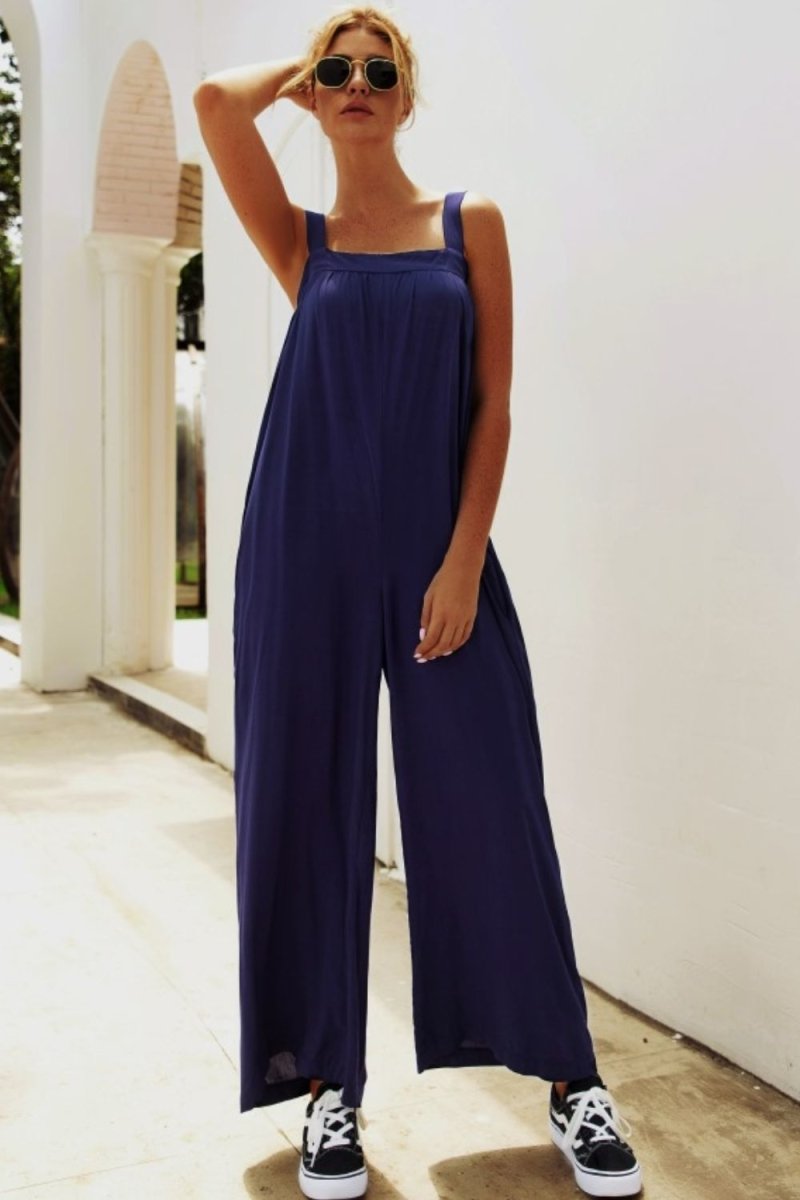 Wide Strap Wide Leg Jumpsuit - TapLike