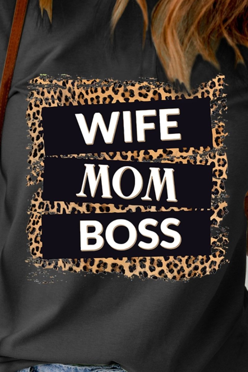 WIFE MOM BOSS Leopard Graphic Tee - TapLike