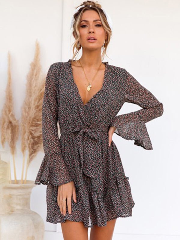 Women's broken flower waist sexy dress FSZW06639 - TapLike