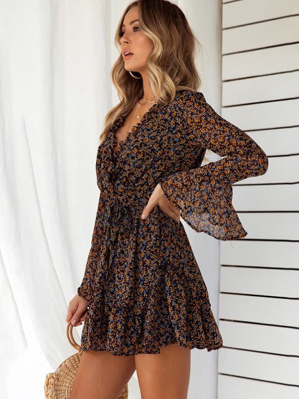 Women's broken flower waist sexy dress FSZW06639 - TapLike