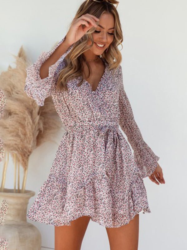 Women's broken flower waist sexy dress FSZW06639 - TapLike