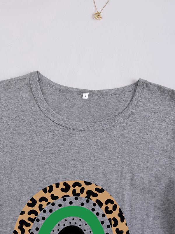 Women's Four-leaf Clover Tee Rainbow Lucky T-shirt - Taplike