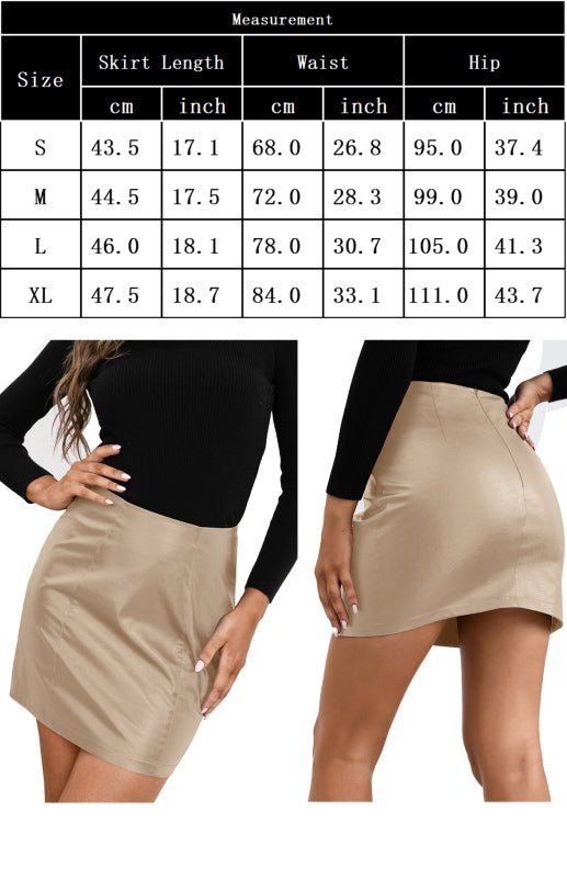 Women's Hip Package Slim Leather Skirt FSZW03272 - TapLike