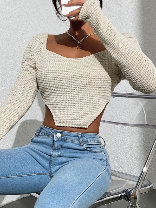 Women's hollow tight -fitting sexy split irregular hem top FSZW06595 - TapLike