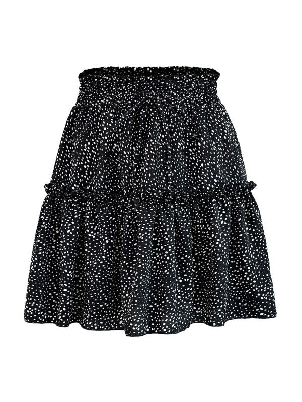 Women's Solid Color Tiered Ruffle Waist Tie Mini Skirt FSZW12056 - TapLike
