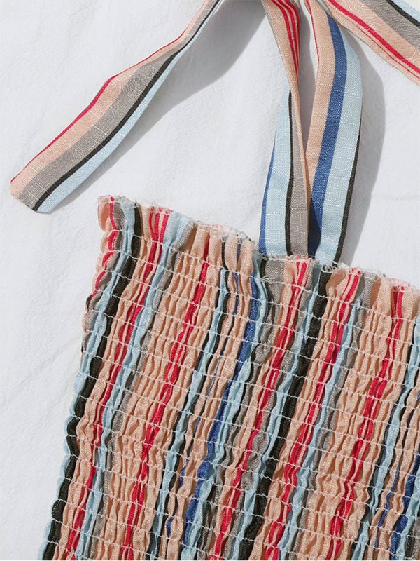 Women's suspender bow color strip tube top top FSZW06575 - TapLike