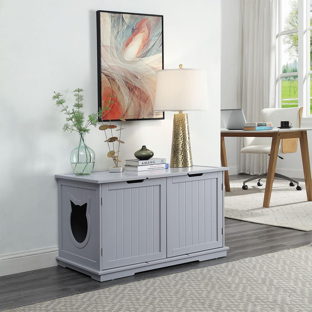 X-Large Cat Washroom Bench Litter Box Enclosure Furniture Box House - Taplike