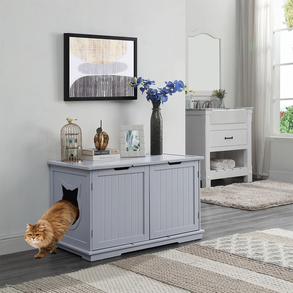 X-Large Cat Washroom Bench Litter Box Enclosure Furniture Box House - Taplike