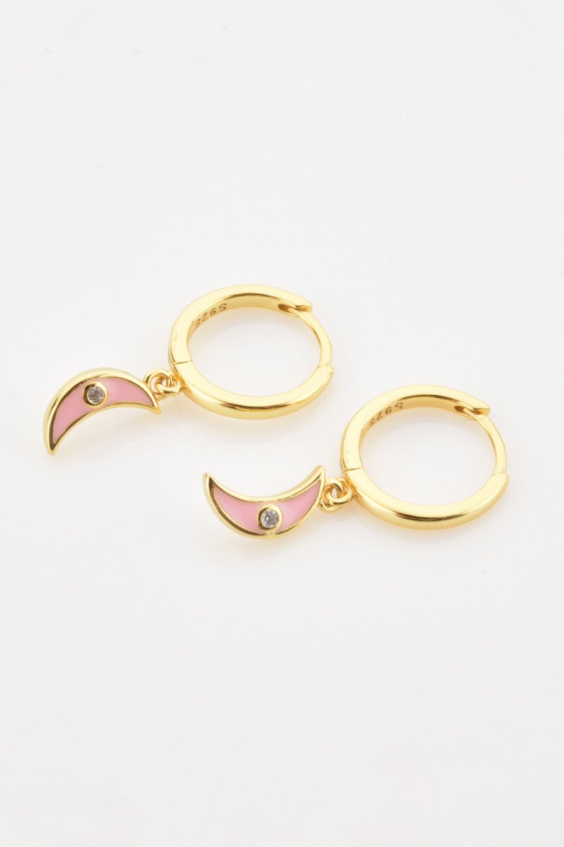 Zircon Moon Drop Huggie Earrings - Taplike