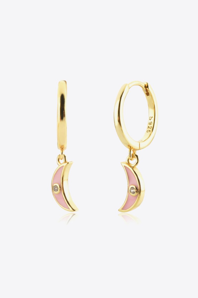 Zircon Moon Drop Huggie Earrings - Taplike
