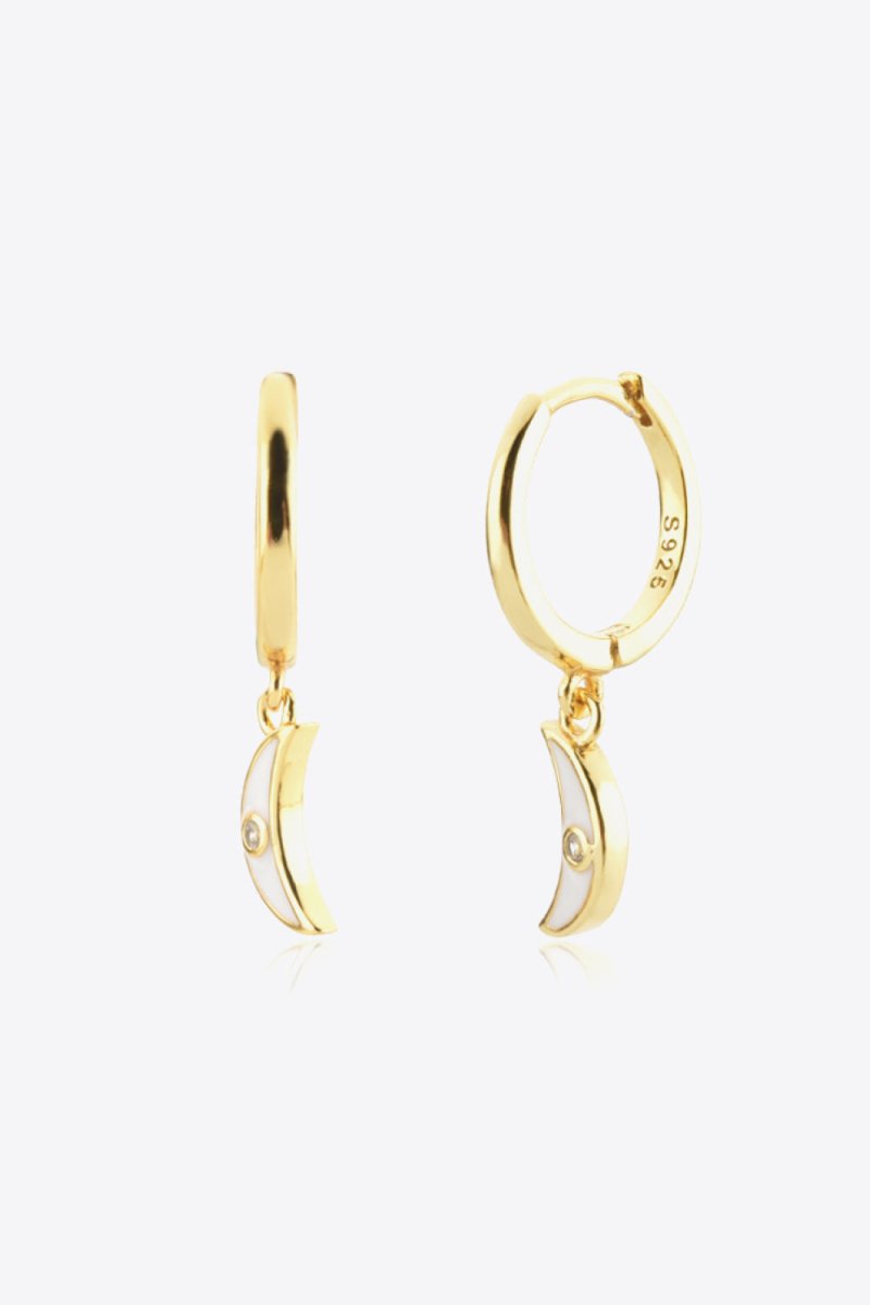 Zircon Moon Drop Huggie Earrings - Taplike