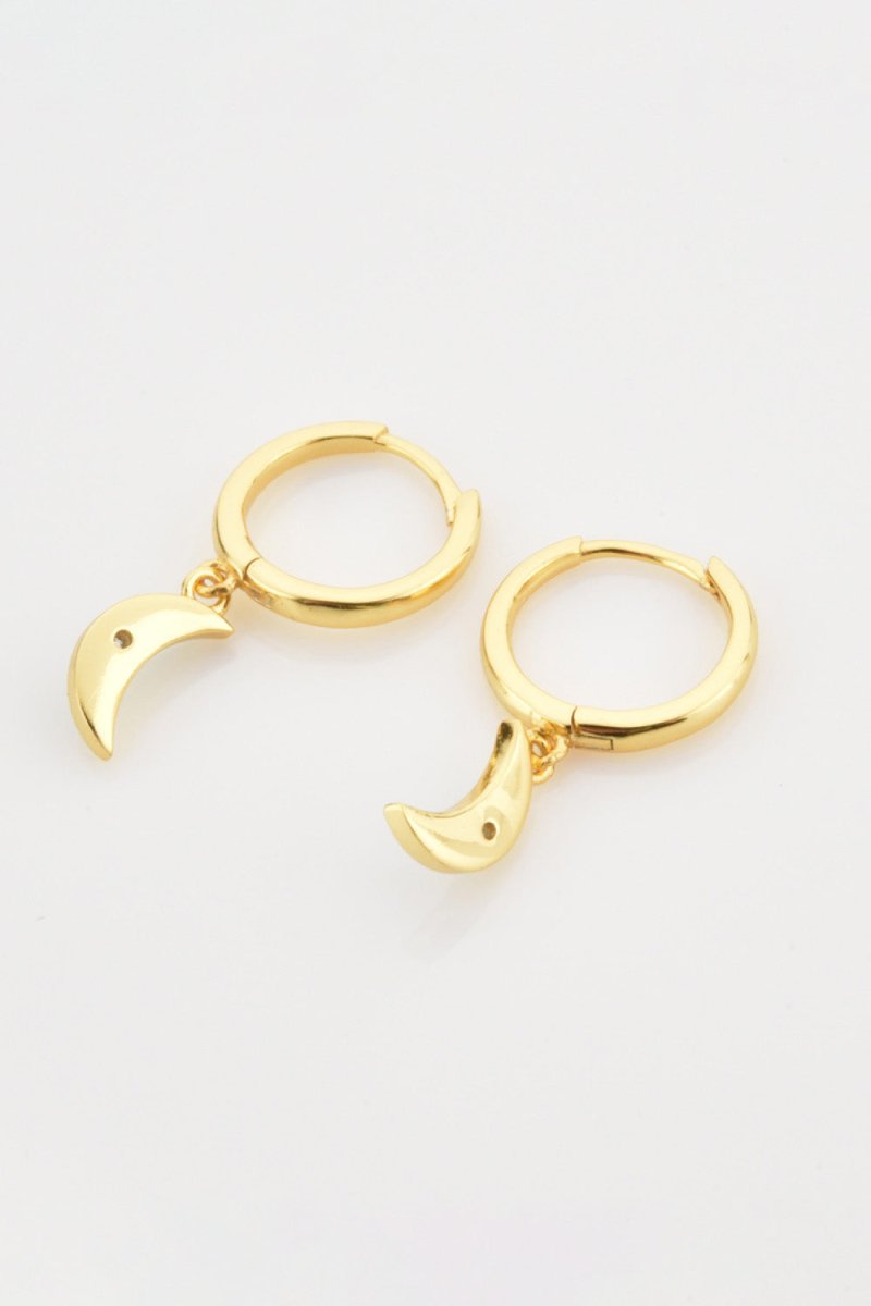Zircon Moon Drop Huggie Earrings - Taplike