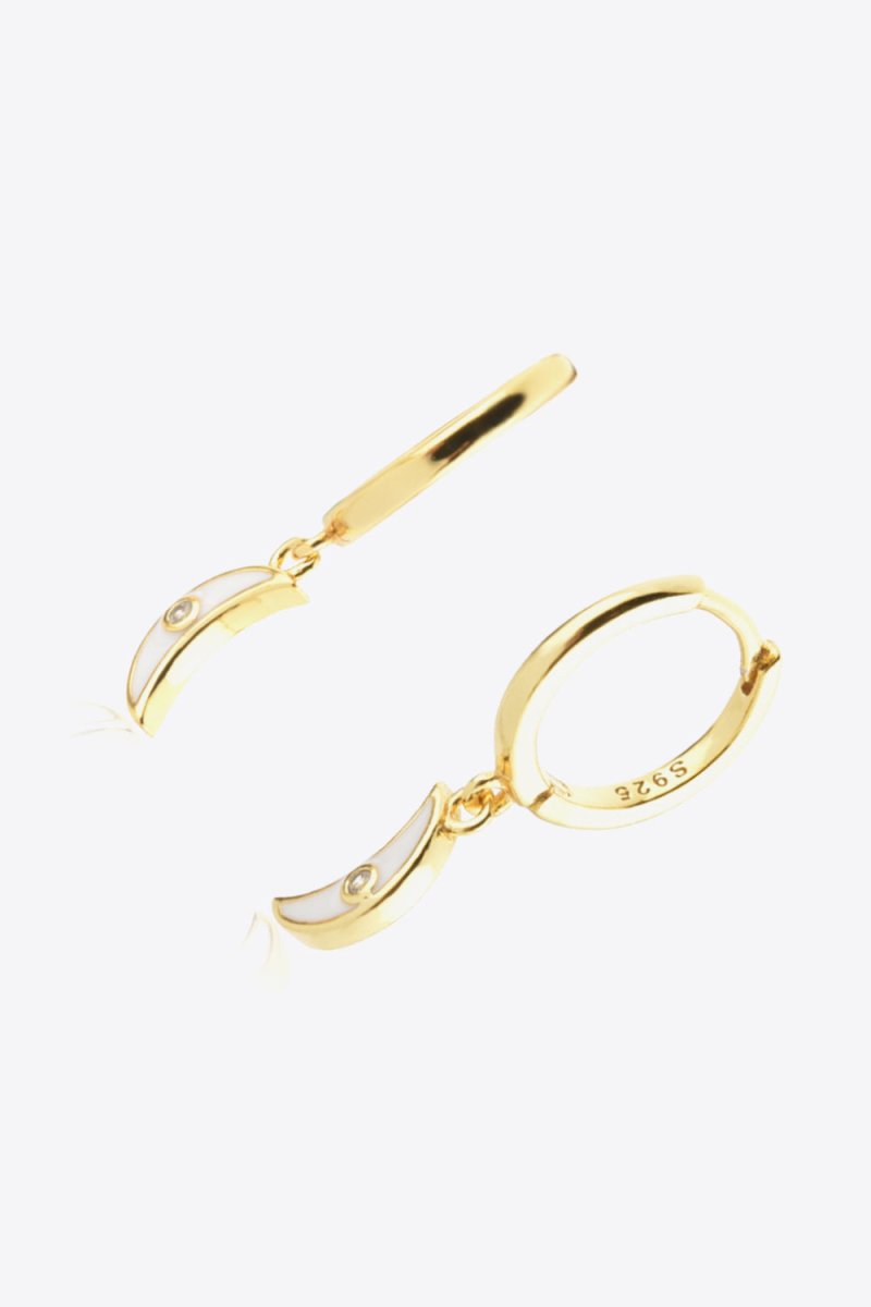 Zircon Moon Drop Huggie Earrings - Taplike