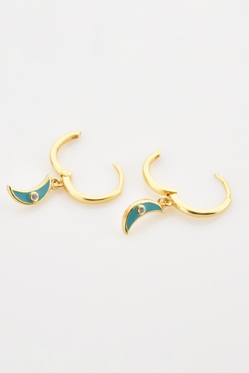 Zircon Moon Drop Huggie Earrings - Taplike