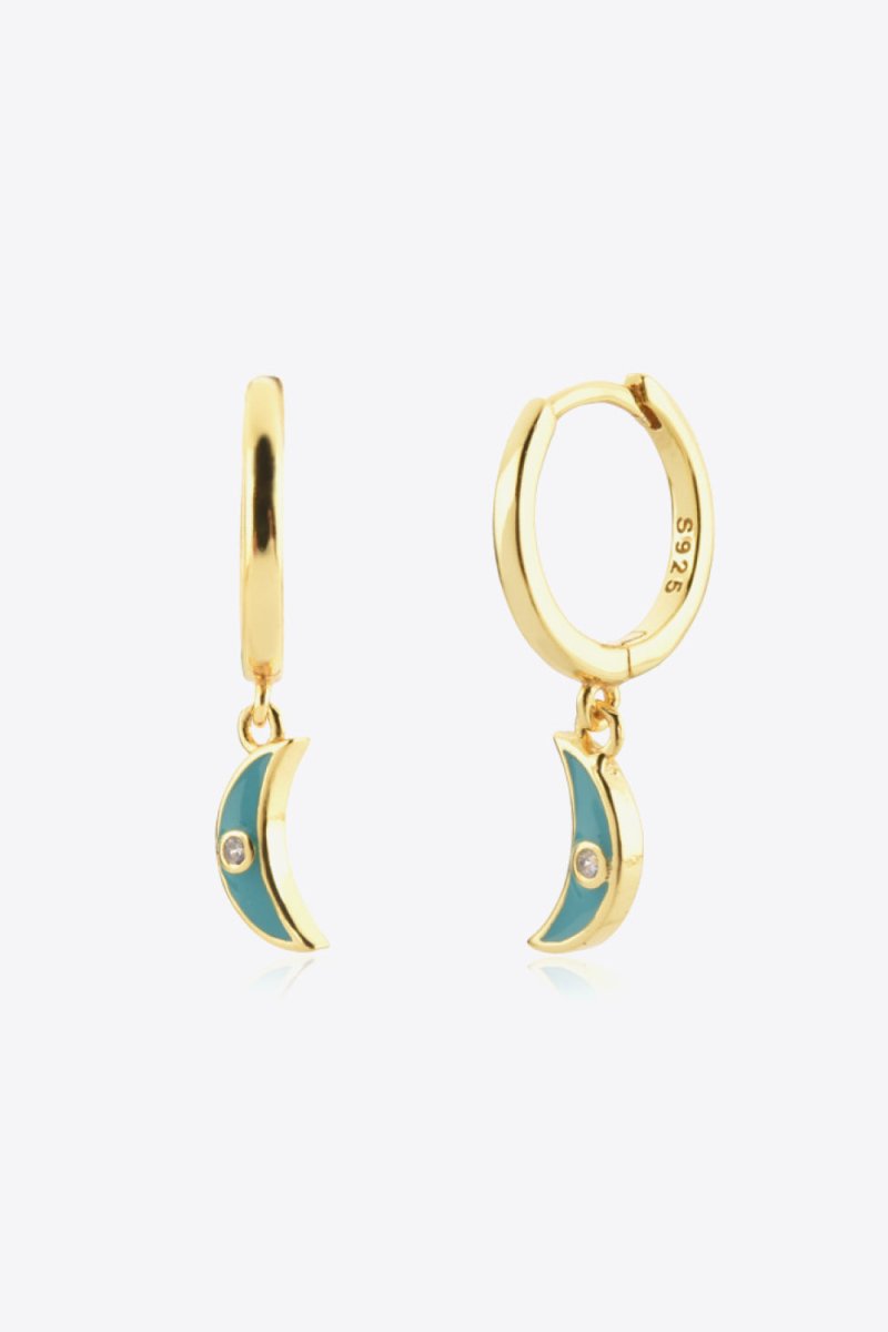 Zircon Moon Drop Huggie Earrings - Taplike