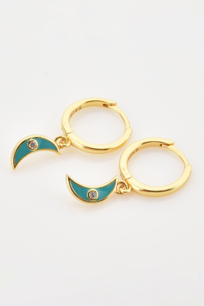 Zircon Moon Drop Huggie Earrings - Taplike