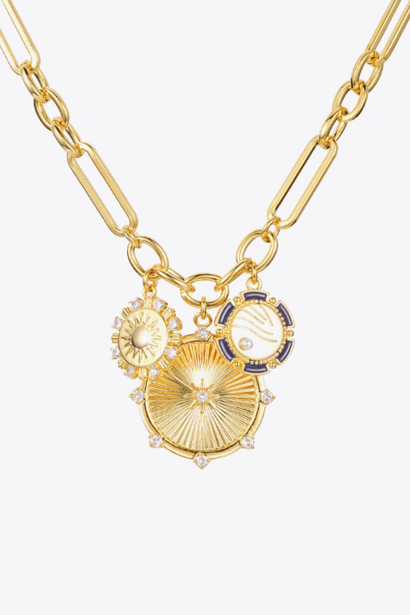 Zircon Sun Pendant Chunky Chain Necklace - TapLike