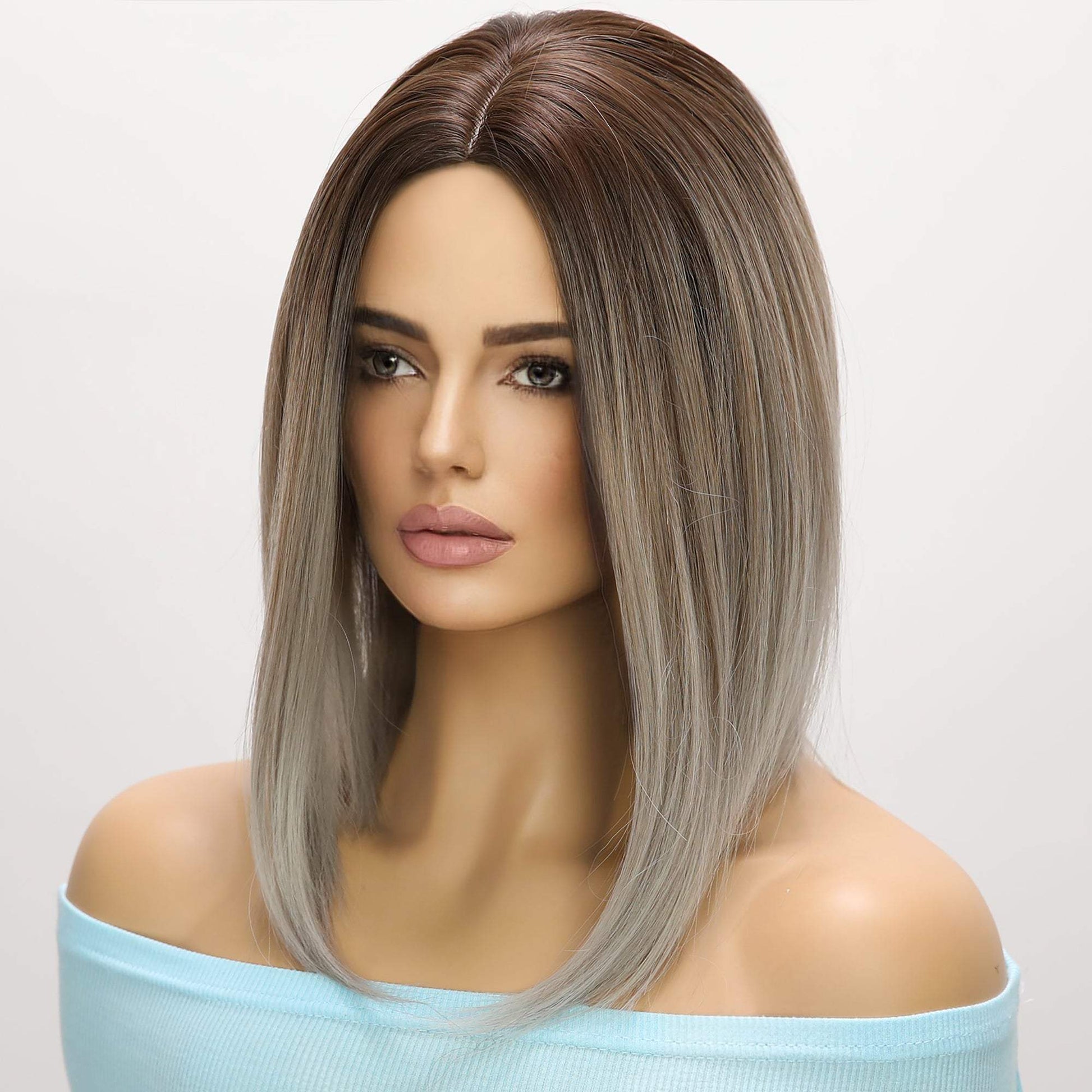 12-inch | Gray Highlight middle Part Stranght Bob | SM1639 - TapLike