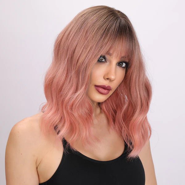 14-inch | Pink Loose Wave with Hair Bangs | SM032 - TapLike