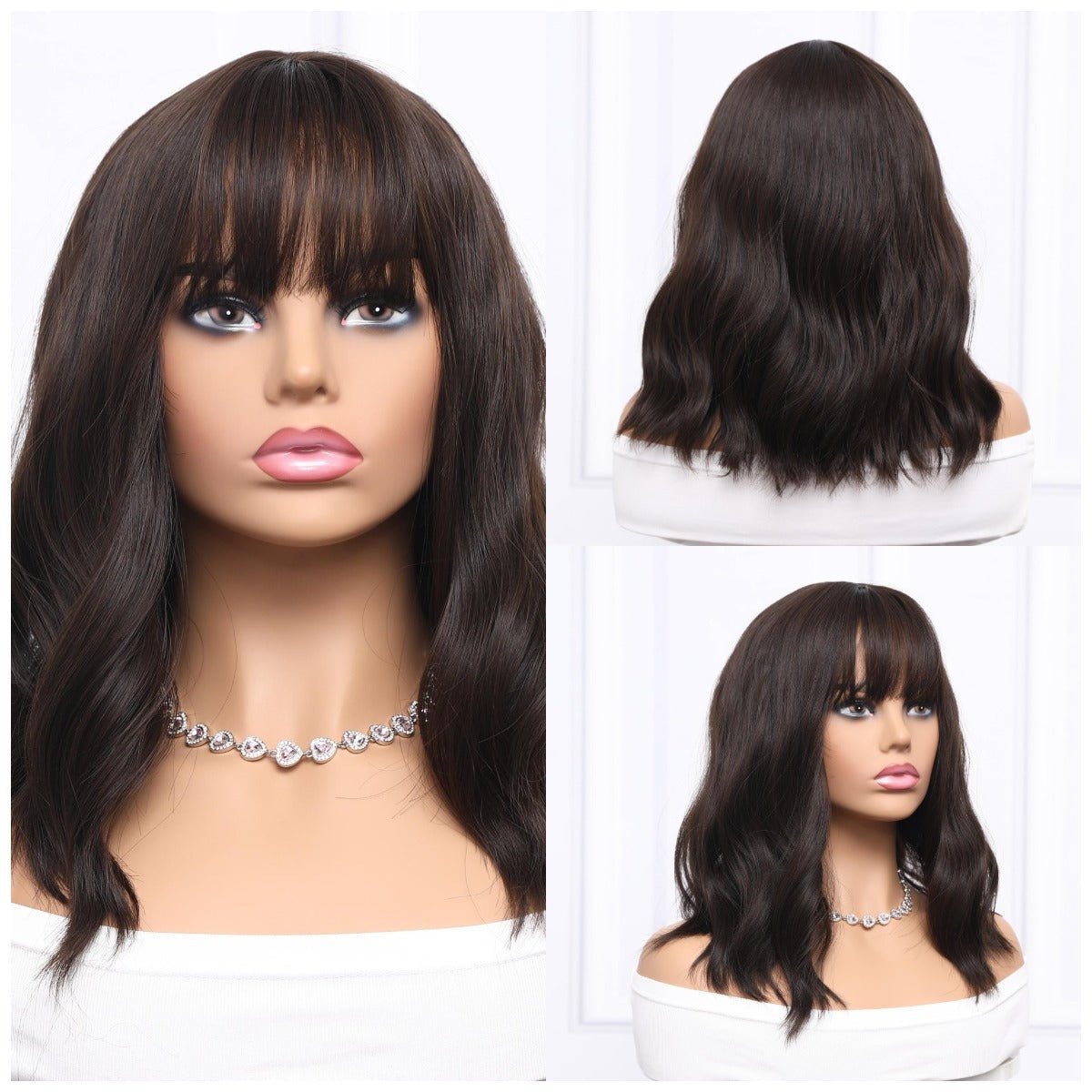 16-inch | Black Loose Wave with Hair Bangs | SM210-4 - TapLike