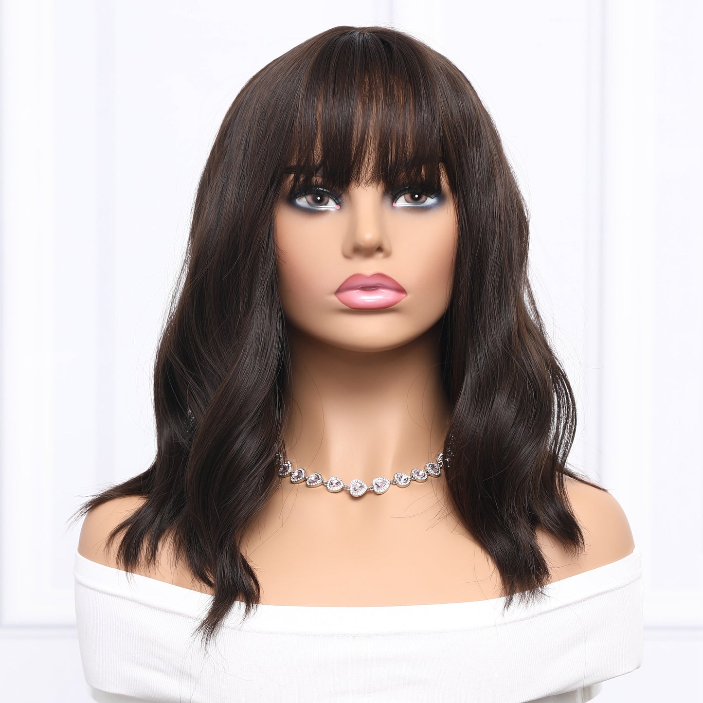 16-inch | Black Loose Wave with Hair Bangs | SM210-4 - TapLike