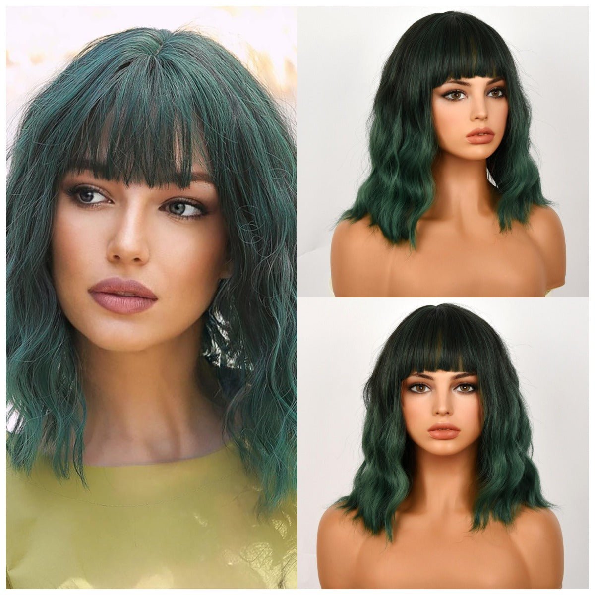16-inch | Green Loose Wave with Hair Bangs | SM170-1 - TapLike